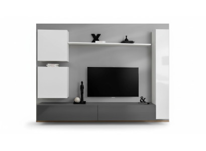 Unité murale style armoire murale moderne. Designer de meubles blanc étagère TV buffet.