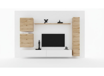 Mobilier de salon Unité murale Étagère murale design Meuble TV Buffet Bas Meuble en bois