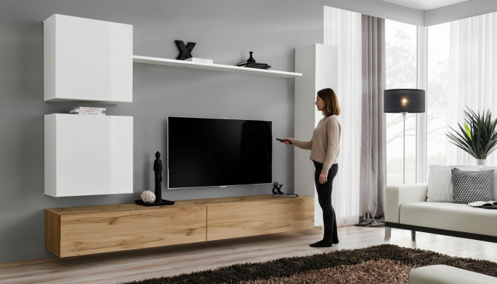 Ensemble complet de meubles de salon blanc Ensemble mural Étagère Armoire murale de luxe nouvelle