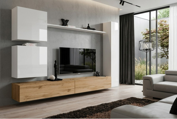 Ensemble complet de meubles de salon blanc Ensemble mural Étagère Armoire murale de luxe nouvelle
