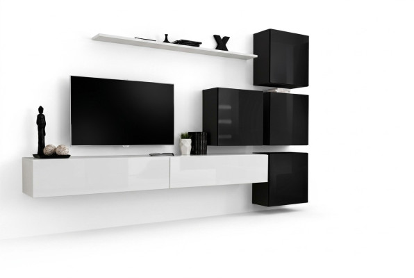 Unité murale moderne Étagère murale Armoire murale Blanc Mobilier de luxe Designer Complet