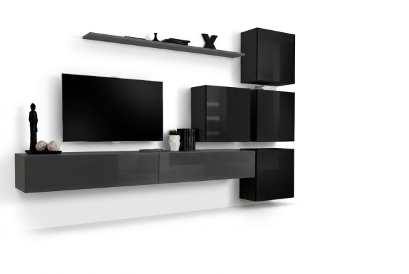 Ensemble mural 7 pièces Mobilier de luxe Buffet TV moderne Étagère de conception de salon