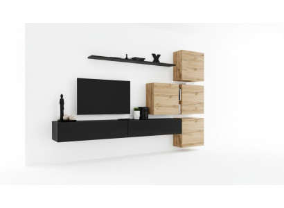 Ensemble de 7 pièces Unité murale Salon Meuble TV Buffet bas Bois Suite de Luxe Groupe de meubles muraux