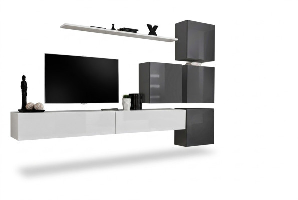 Meuble bas TV blanc Ensemble de meubles en bois complet pour salon Unité murale Moderne