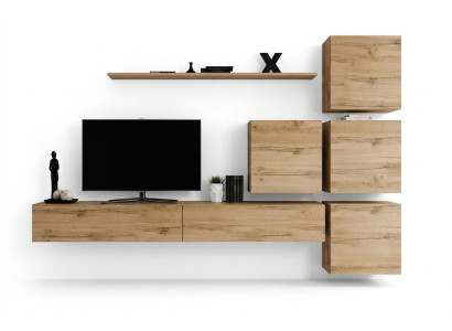 Suite Braun Set 7 pièces Meuble TV bas Unité murale complète Étagère murale Design moderne