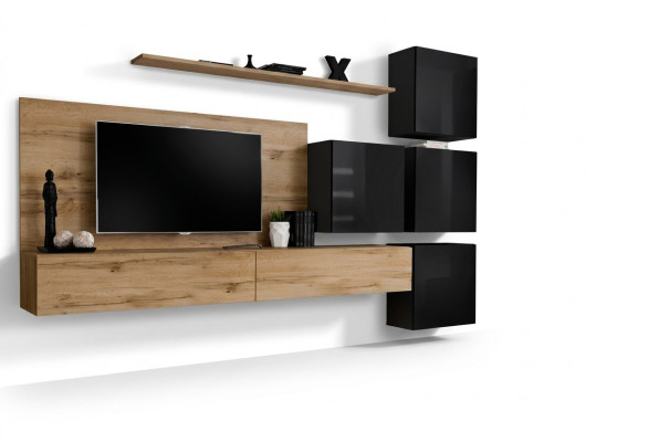 Meuble mural en bois, meuble TV bas, étagère murale, ensemble de luxe complet