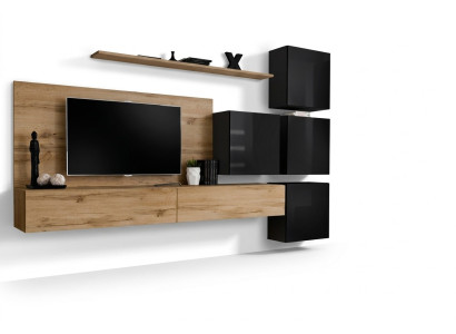 Meuble mural en bois, meuble TV bas, étagère murale, ensemble de luxe complet