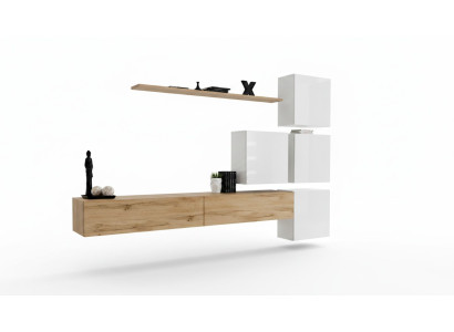 Unité murale Marron Salon Bois Mobilier Moderne Luxe Meuble Complet