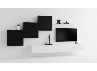 Salon complet de designer 3x armoires murales Buffet blanc 6 pièces. Unité murale neuve