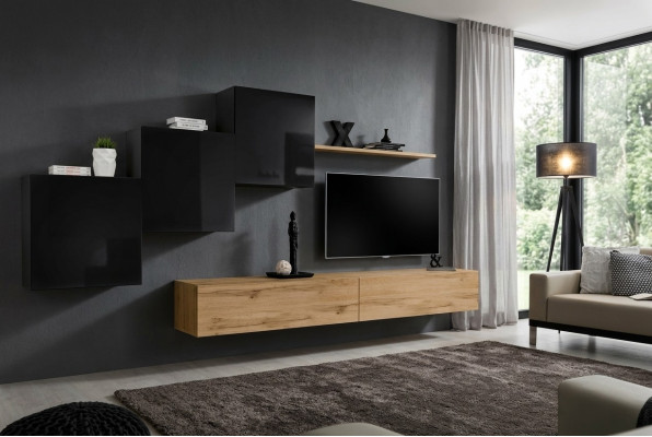 Ensemble de meuble télé murale marron Salon Meuble TV Meuble TV Buffet Étagère murale neuf