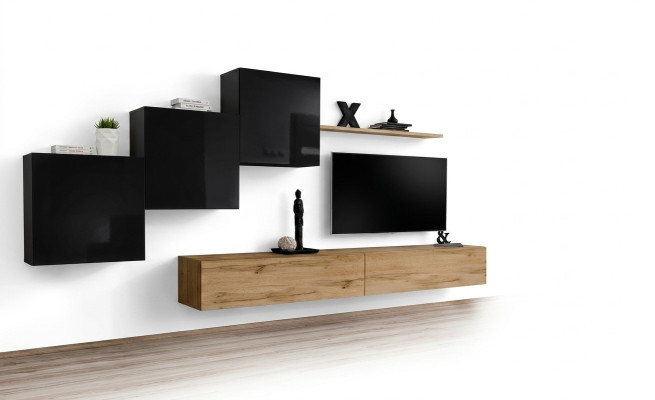Ensemble de meuble télé murale marron Salon Meuble TV Meuble TV Buffet Étagère murale neuf
