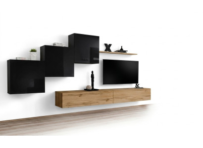 Ensemble de meuble télé murale marron Salon Meuble TV Meuble TV Buffet Étagère murale neuf