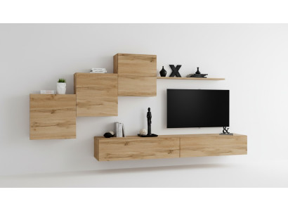 Unité murale de concepteur Stand TV brun Buffet latéral moderne Étagère murale Armoire murale 6 pièces