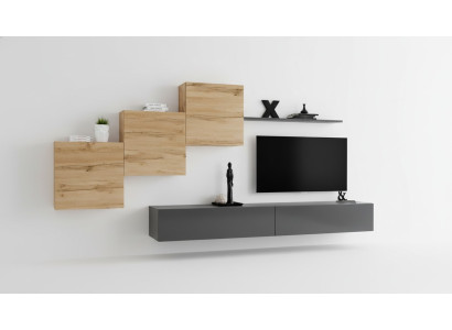 Meuble de salon design Unité murale Gris Meuble TV Moderne Buffet Étagère murale