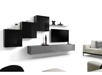 Ensemble de salon Étagère murale Meuble TV bas Gris Unité murale Armoire de luxe Design 6 pièces nouvelle