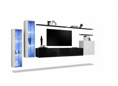 Salle de séjour Ensemble noir armoire murale Vitrine Unités murales de luxe Meuble TV bas Design nouveau