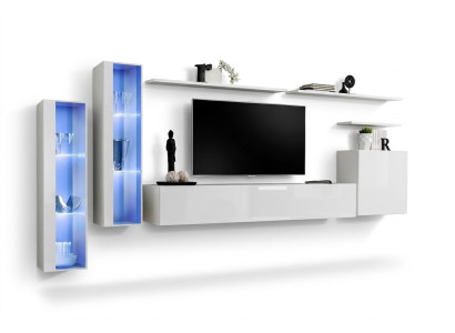 Unité murale complète blanche TV basse Design Salon Armoire murale de luxe
