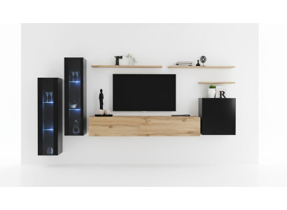 Unité murale buffet latéral Marron armoire murale Mobilier de salon design Meuble TV console basse