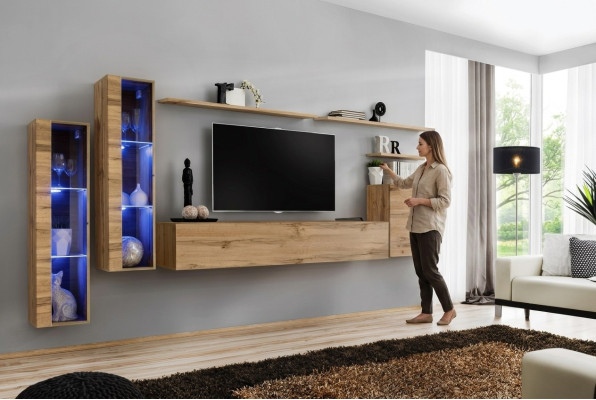Salle de séjour suite Meubles 7 pièces luxueux armoire murale designer étagère murale