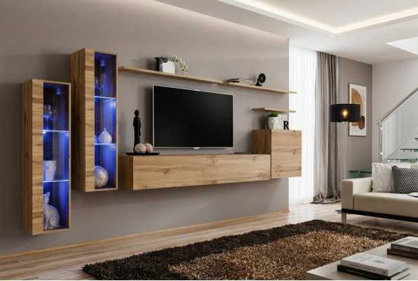 Salle de séjour suite Meubles 7 pièces luxueux armoire murale designer étagère murale