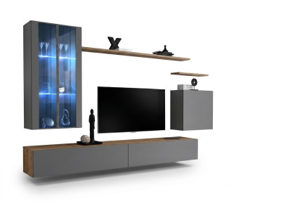 Ensemble de meuble TV composé de 7 pièces. Unité murale, buffet TV, vaisselier suspendu, armoire de conception nouvelle