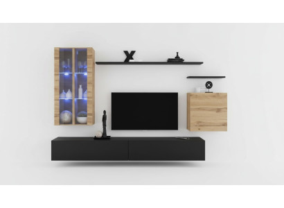 Meuble bas de télévision noir en bois, buffet bas, bahut, meuble mural en bois, nouveau.
