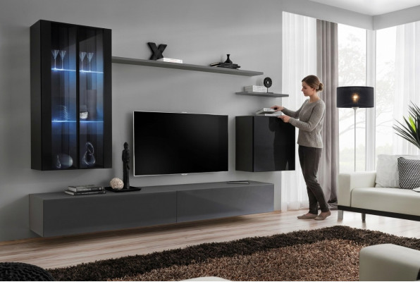 Ensemble de salon 3x armoire murale Meuble TV Mobilier de salon moderne de style designer