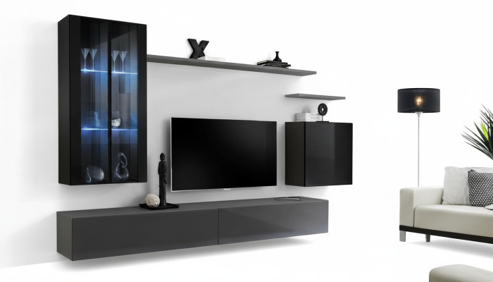 Ensemble de salon 3x armoire murale Meuble TV Mobilier de salon moderne de style designer