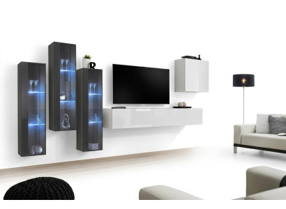 Mobilier de salon Ensemble Armoire Design Salon Buffet étagère murale Vitrine suspendue