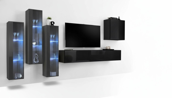 Unité murale design Mobilier de mur Armoire murale Mobilier de salon Bois Moderne