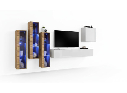Ensemble complet de 5 pièces de meubles de salon en bois de designer moderne à finition brillante
