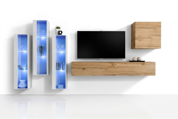 Meubles de salon Unité murale du meuble TV Buffet laqué brillant Armoire murale