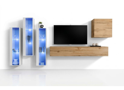 Meubles de salon Unité murale du meuble TV Buffet laqué brillant Armoire murale