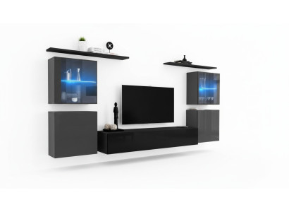 Garde-robe murale moderne Étagères murales pour salon Buffet Meuble TV Ensemble design 7 pièces