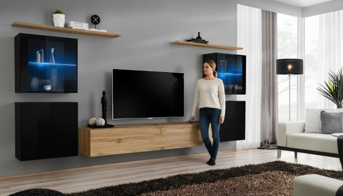 Salle de séjour 4x Armoire murale Unité murale Meuble TV Design moderne Ensemble 7 pièces nouveau