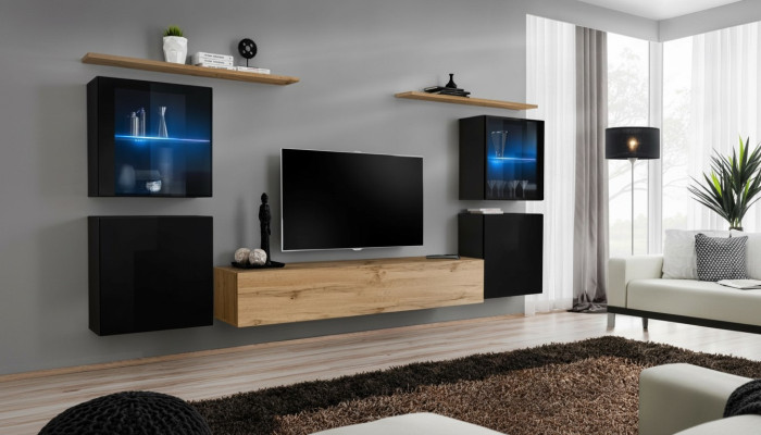 Salle de séjour 4x Armoire murale Unité murale Meuble TV Design moderne Ensemble 7 pièces nouveau
