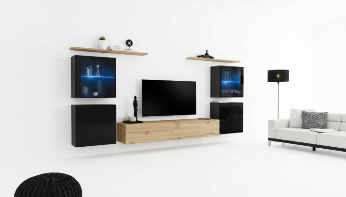 Salle de séjour 4x Armoire murale Unité murale Meuble TV Design moderne Ensemble 7 pièces nouveau