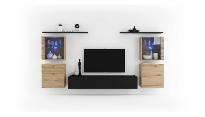 Groupe mural de luxe complet pour le salon, design moderne, meuble d'appoint.