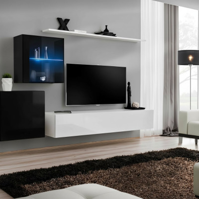 Salon meuble designer moderne, unité murale 260cm, suite de buffet de luxe.