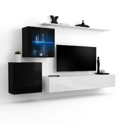 Salon meuble designer moderne, unité murale 260cm, suite de buffet de luxe.