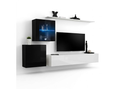 Salon meuble designer moderne, unité murale 260cm, suite de buffet de luxe.