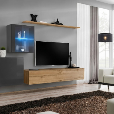 Meuble TV Luxe Designer Étagère Murale Salon Bois Mobilier Moderne