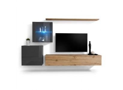 Meuble TV Luxe Designer Étagère Murale Salon Bois Mobilier Moderne