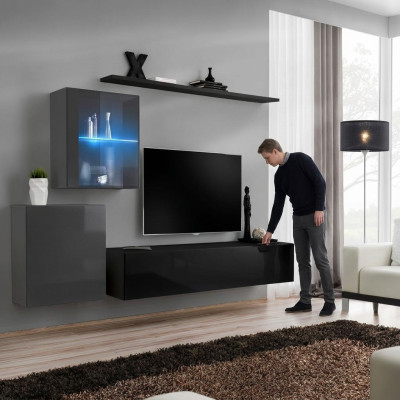 Unité murale 2x armoire murale Mobilier étagère murale glossy designer meubles en bois