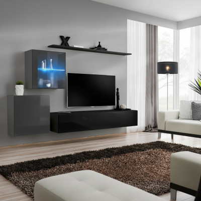 Unité murale 2x armoire murale Mobilier étagère murale glossy designer meubles en bois