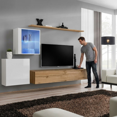 Meuble mural 260 cm Armoire murale de luxe Mobilier de salon Étagères Ameublement Moderne