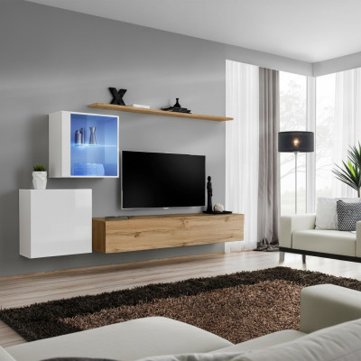 Meuble mural 260 cm Armoire murale de luxe Mobilier de salon Étagères Ameublement Moderne