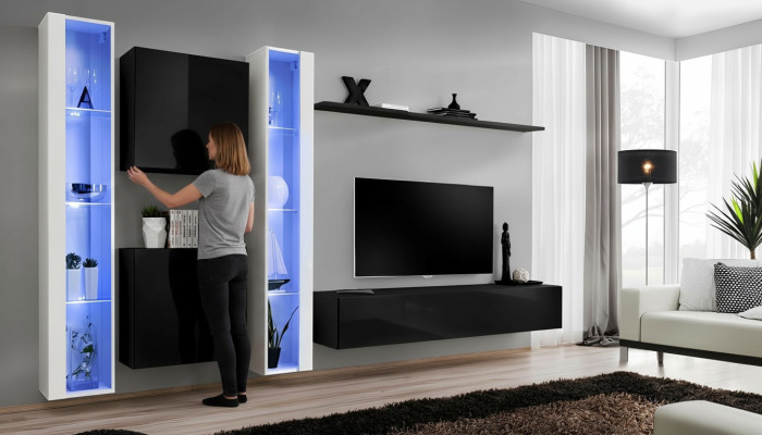 Mobilier de salon Designer Luxe Meuble TV Designer Étagère Murale Complète