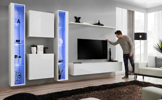 Designer Moderne Wandeinheit Luxusregale Komplettschrank Wohnzimmermöbel  Conception unité murale moderne Étagères de luxe Armoire murale complète Meubles de salon