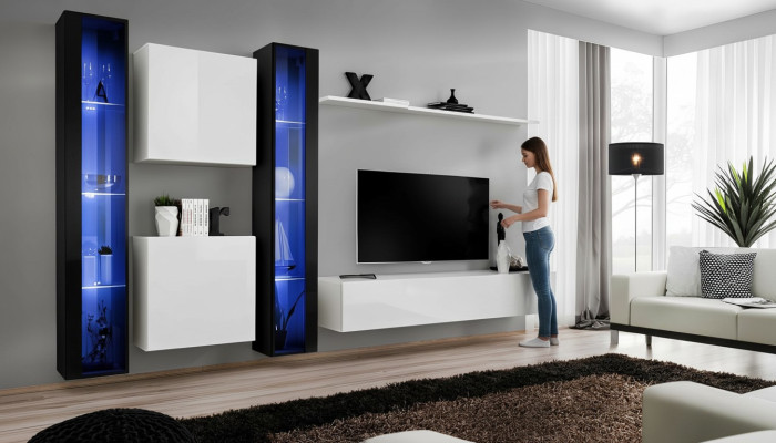 Groupe d'unité murale Étagère murale moderne Armoire murale design Mobilier luxueux en bois